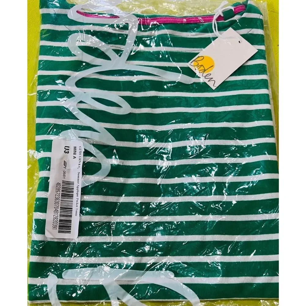 NWT❤️Mini Boden Summer Appliqué Pocket Tunic Dress sz8/9Y